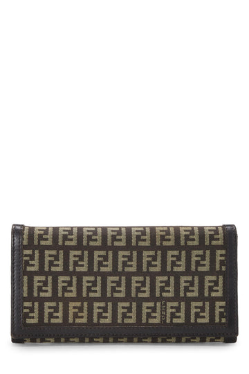 Fendi,  Brown Zucchino Canvas Long Wallet, Brown