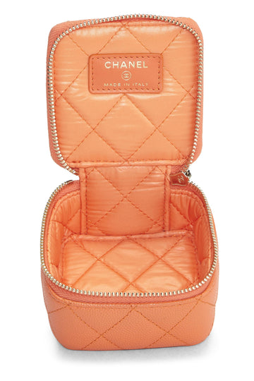 Chanel,  Orange Caviar Jewelry Case Small, Orange