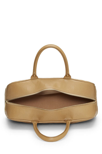 Chanel,  Beige Quilted Caviar Bowler Medium, Beige