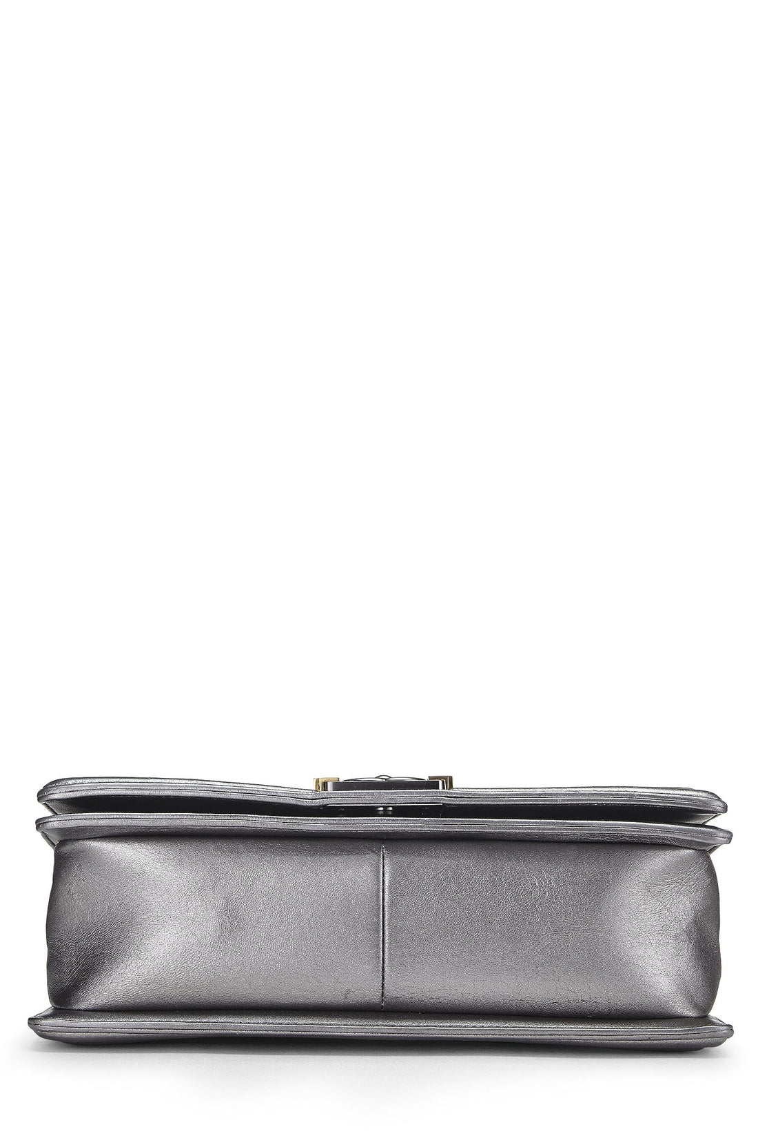 Chanel,  Silver Cube Embossed Calfskin Boy Bag Medium, Silver