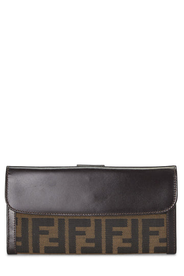 Fendi,  Brown Zucca Canvas Long Wallet, Brown