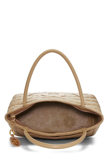 Chanel,  Beige Quilted Caviar Medallion Tote, Beige