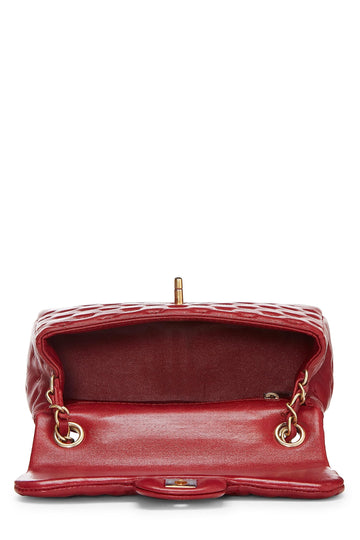 Chanel,  Red Cross Stitch Lambskin Coco Handle Bag Mini, Red
