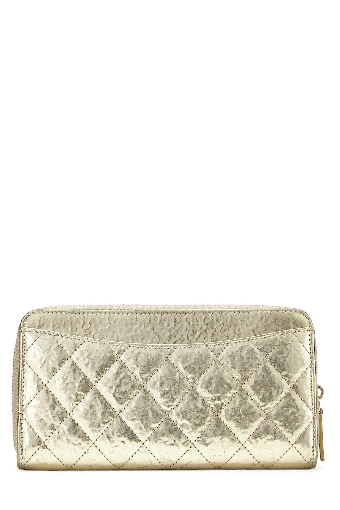 Chanel,  Gold Calfskin Zip Around Wallet, Gold