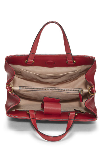 Gucci,  Red Leather GG Marmont Top Handle Bag Small, Red
