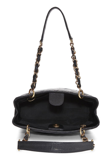 Chanel,  Black Quilted Caviar Petite Shopping Tote (PST), Black