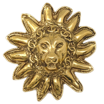 Chanel Lion Brooch Pin Gold 1133