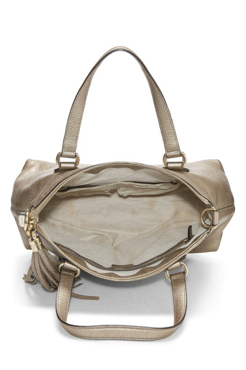 Gucci,  Gold Grained Leather Soho Top Handle Tote, Gold