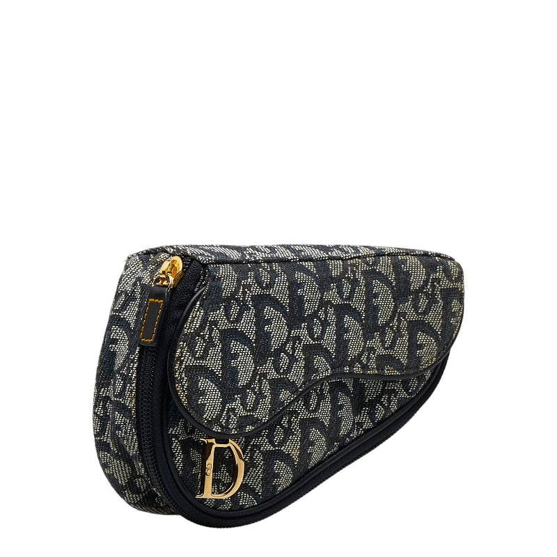 Christian Dior Trotter Canvas Navy Mini Saddle Clutch Bag