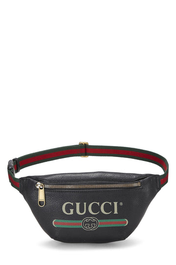 Gucci,  Black Leather Logo Belt Bag Small, Black