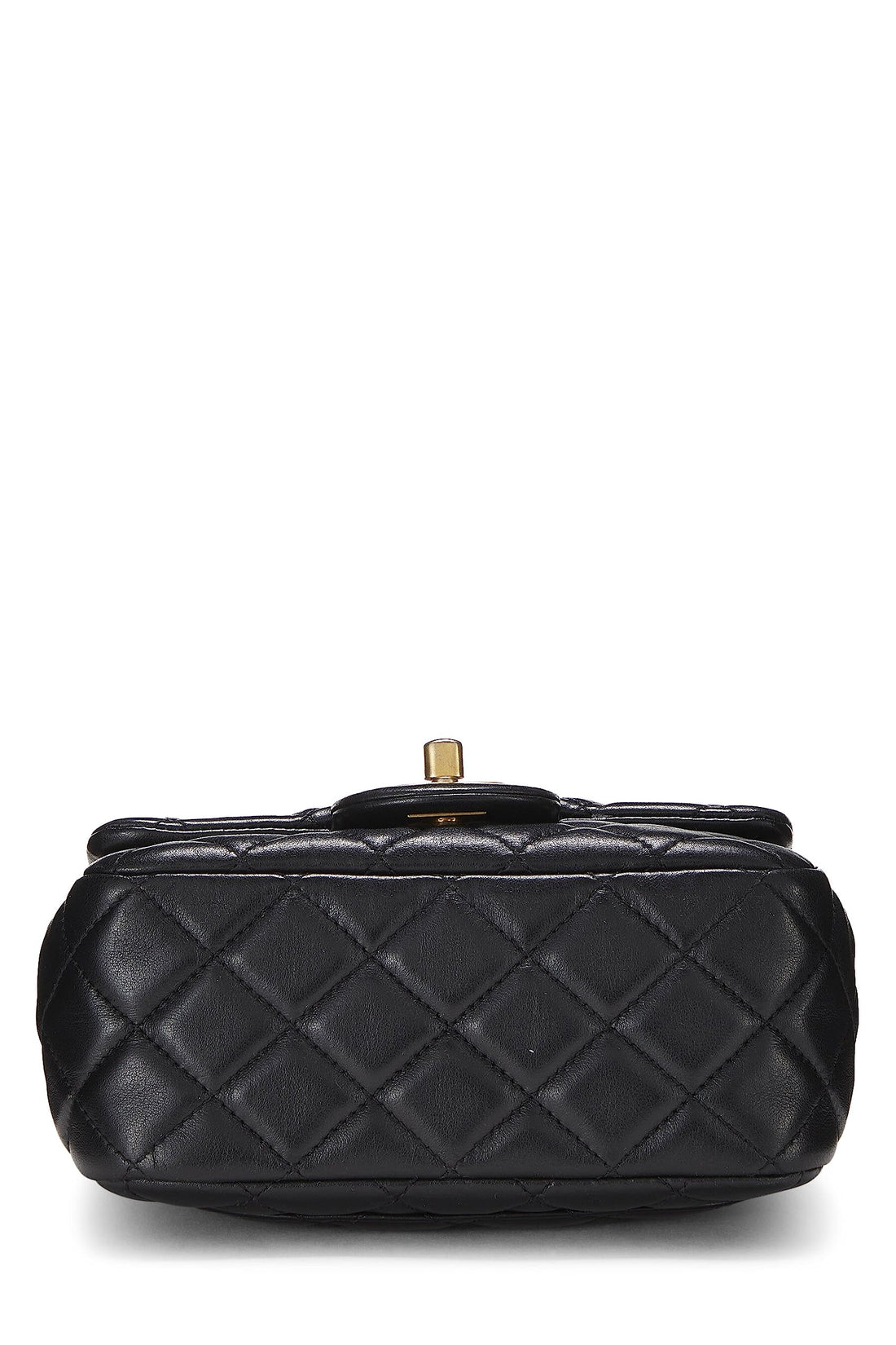 Chanel,  Black Quilted Lambskin Romance Square Flap Mini, Black