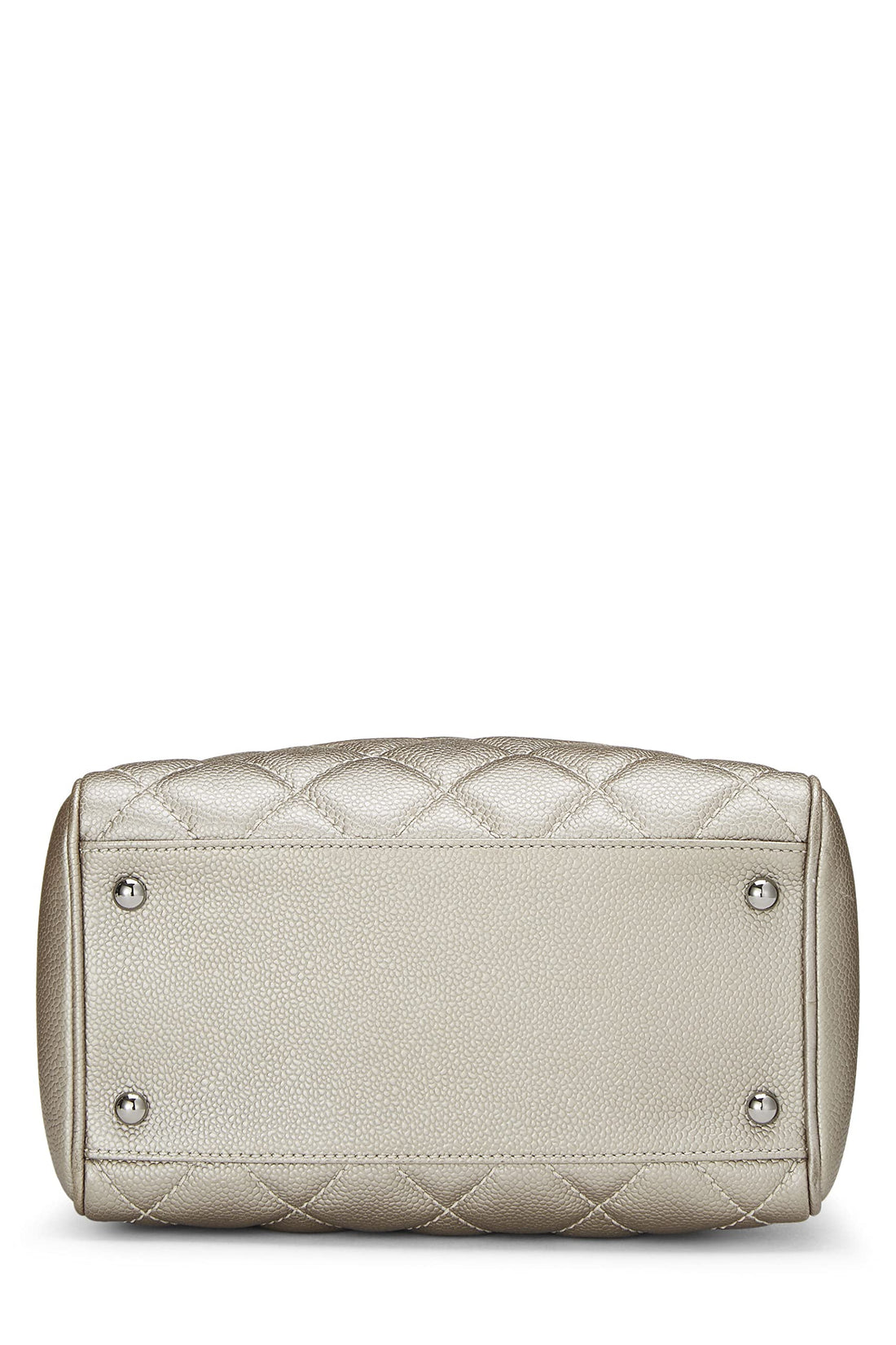 Chanel,  Metallic Silver Quilted Caviar Tassel Handbag, Silver