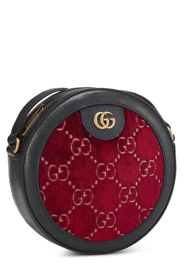 Gucci,  Burgundy Velvet GG Marmont Round Shoulder Bag Mini, Burgundy
