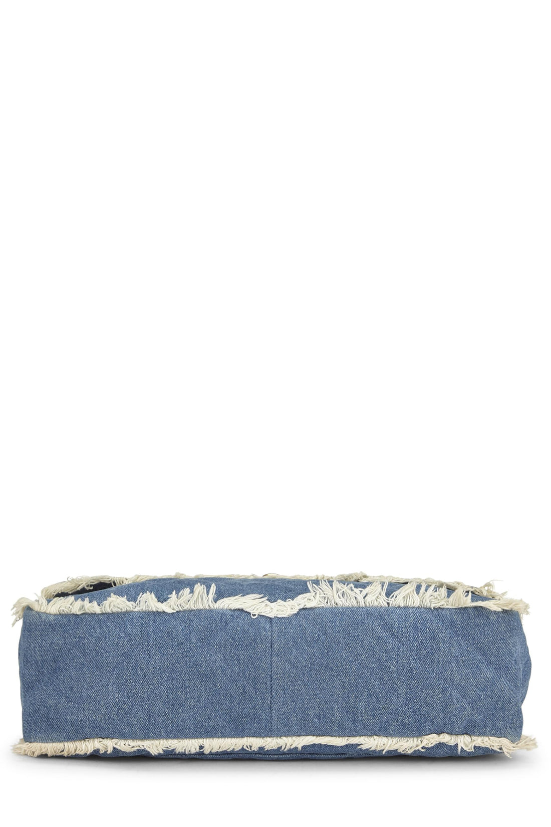 Chanel,  Blue Quilted Denim Half Flap Maxi, Blue