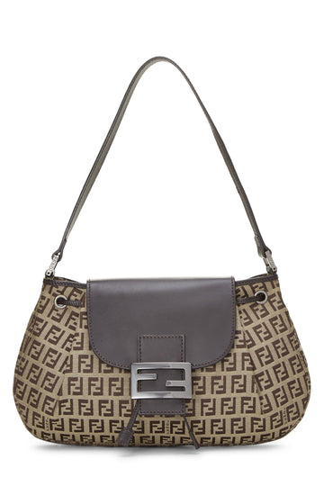 Fendi,  Brown Zucchino Canvas Shoulder Bag, Brown