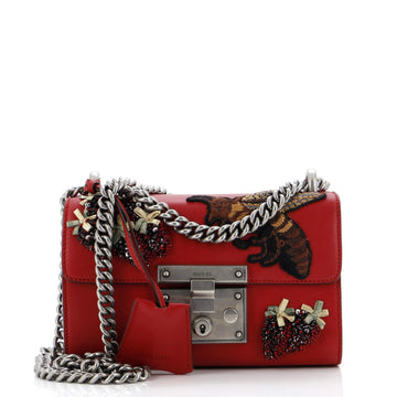 Padlock Shoulder Bag Embellished Leather Small