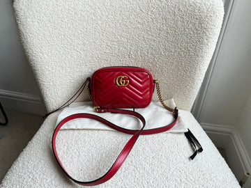 Gucci GG Hibiscus Red Marmont Mini Shoulder Bag (RRP £1220)