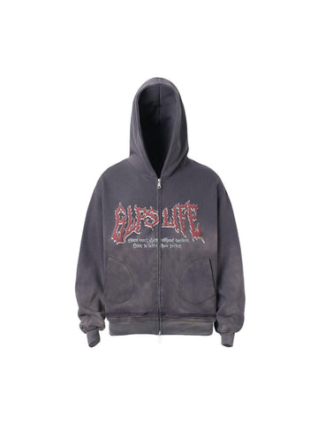 Makersluxe Distressed Double Zip Up Hoodie