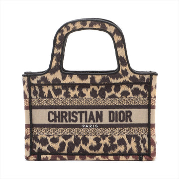 Christian Dior Mini Book Tote Canvas Handbag Leopard
