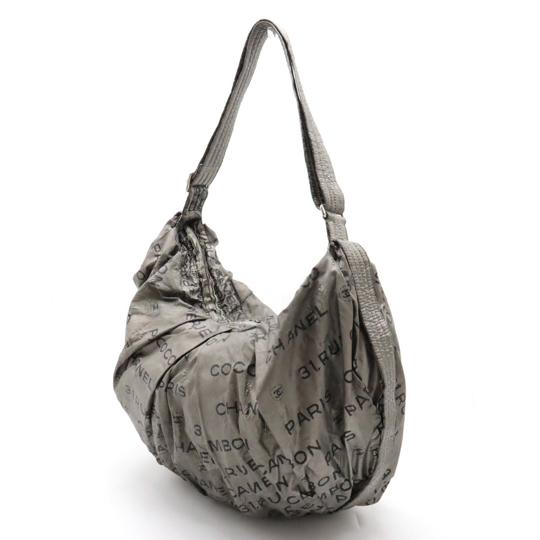 Chanel Unlimited Shoulder Bag Sliding Nylon Silver Black Black Silver A46532