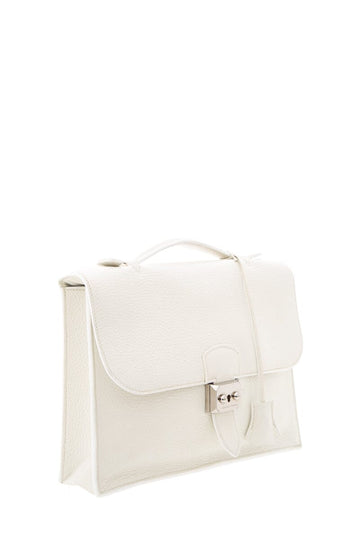 Hermès White Sac a Depeches 27 Handbag