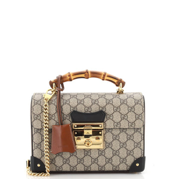 Padlock Bamboo Shoulder Bag GG Coated Canvas Small