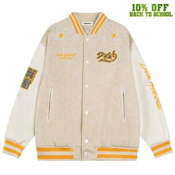 Makersluxe® Faux Wool Varsity Jacket Check Patch