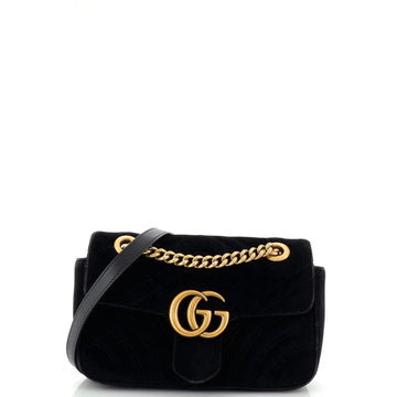 GG Marmont Flap Bag Matelasse Velvet Mini