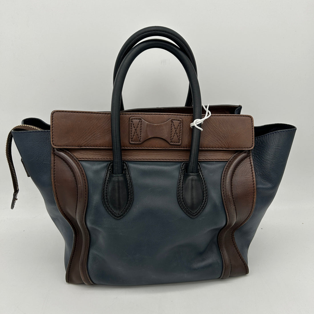Celine Mini Luggage Tricolor Blue Brown Leather Tote Bag