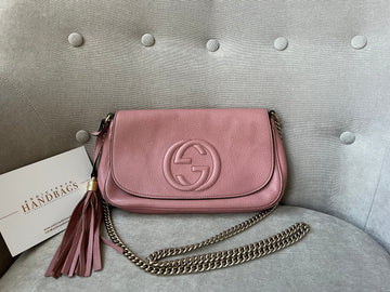 Gucci Rose Pink Soho Disco Crossbody Flap Bag (RRP £1050)