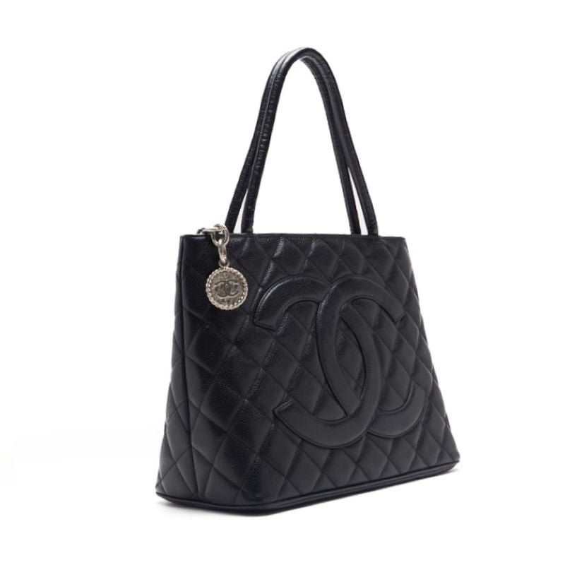 Chanel Matrasse ed Tote Caviar S Black (Silver G ) 's Bag Lady's Start Bag Tote Bag Hybrid ? Ship? Khao Yamamoto Online