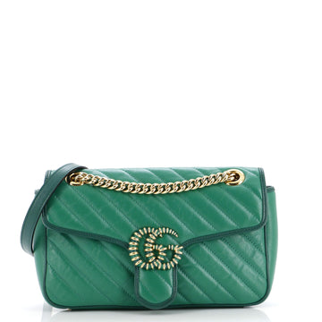 GG Marmont Flap Bag Diagonal Quilted Leather Small