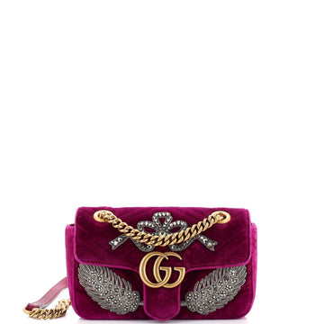 GG Marmont Flap Bag Embellished Matelasse Velvet Mini