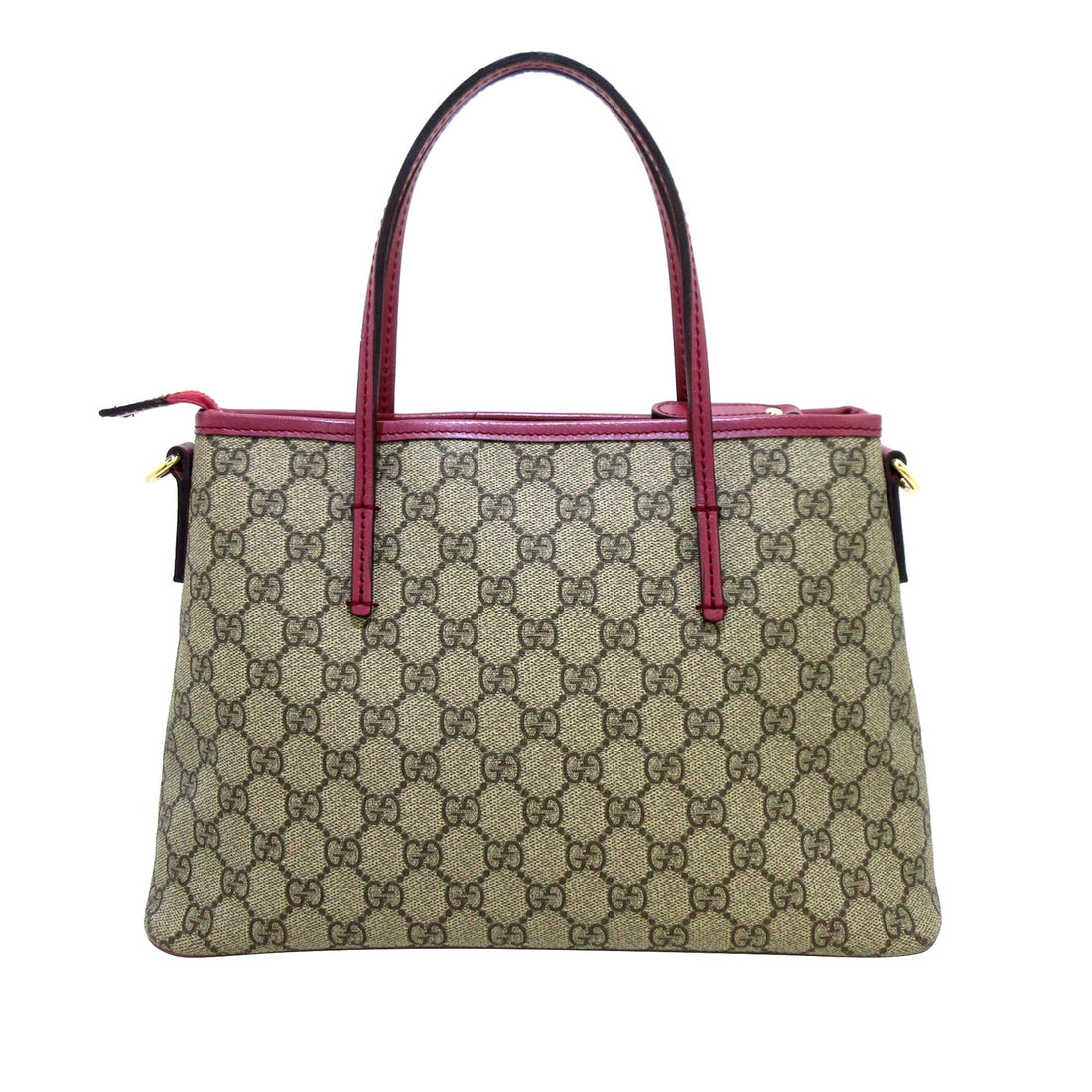 Brown Gucci GG Supreme Convertible Zip Tote Satchel