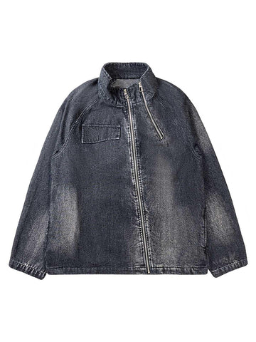Makersluxe Washed Distressed Denim Jacket