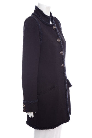 Chanel Black Tweed Button Up Jacket  SZ 44
