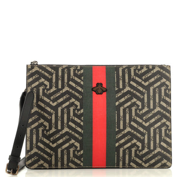 Bee Web Zip Messenger Bag Caleido GG Coated Canvas Large