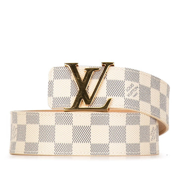 Louis Vuitton Damier Azur Sanctuary Initial 40MM Belt 80/32 M9609 White PVC Leather Mens LOUIS VUITTON