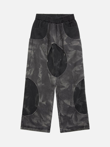 1984 Distressed Tie-dye Cutout Hip-hop Sweatpants
