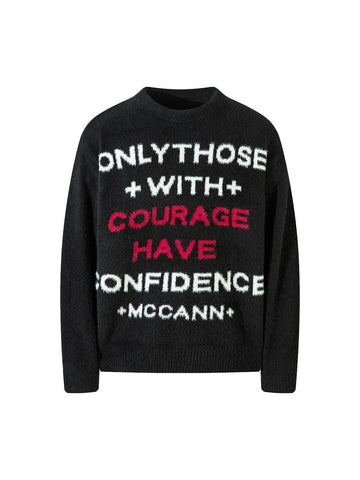 Makersluxe Letter Jacquard Graphic Sweater