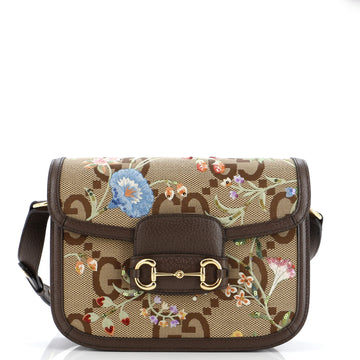 Horsebit 1955 Shoulder Bag Jumbo GG Flower Jacquard Small