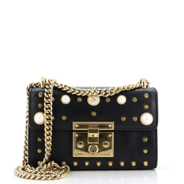 Pearly Padlock Shoulder Bag Studded Leather Small