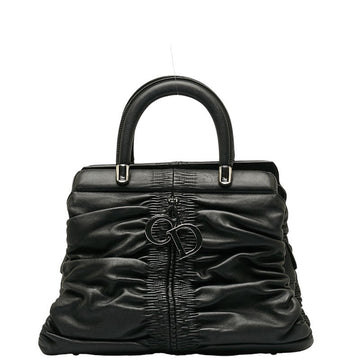 DIOR Sherling Handbag in Black Leather