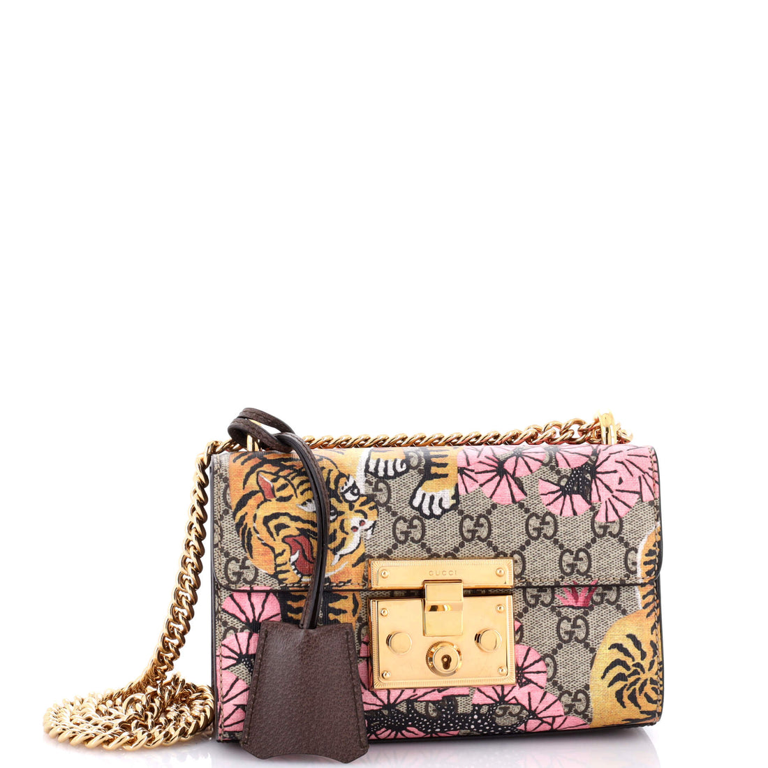 Padlock Shoulder Bag Bengal Print GG Coated Canvas Small