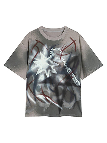 Makersluxe Graffiti Meteor Hammer Spray-painted T-shirt - 2111