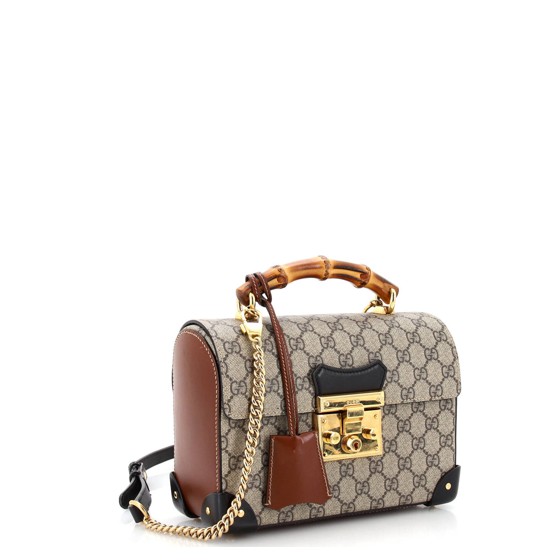 Padlock Bamboo Shoulder Bag GG Coated Canvas Small