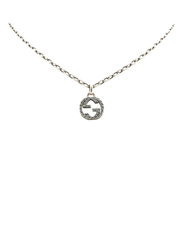 Sterling Silver Interlocking G Pendant Necklace with Lobster Claw Closure