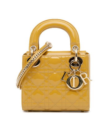 Mini Patent Quilted Leather Bag with Chain Strap and Top Handles