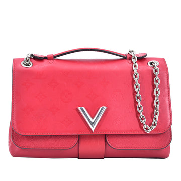 Red Louis Vuitton Monogram Cuir Plume Ecume Very Chain Bag Satchel