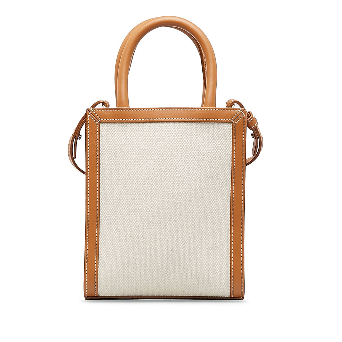 Celine Cabas Vertical Tote Mini White Canvas